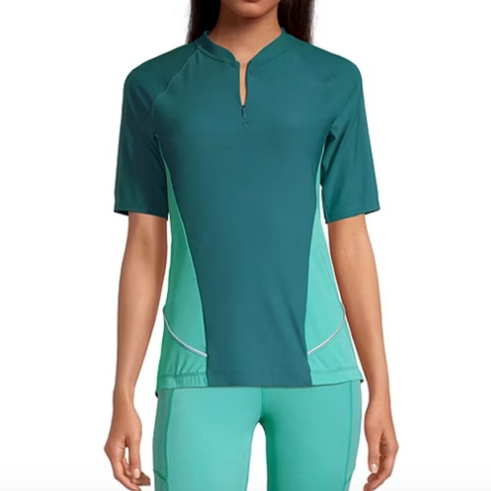 Xersion Womens Mock Neck Short Sleeve Jersey , Sz XXL , Blue 925581